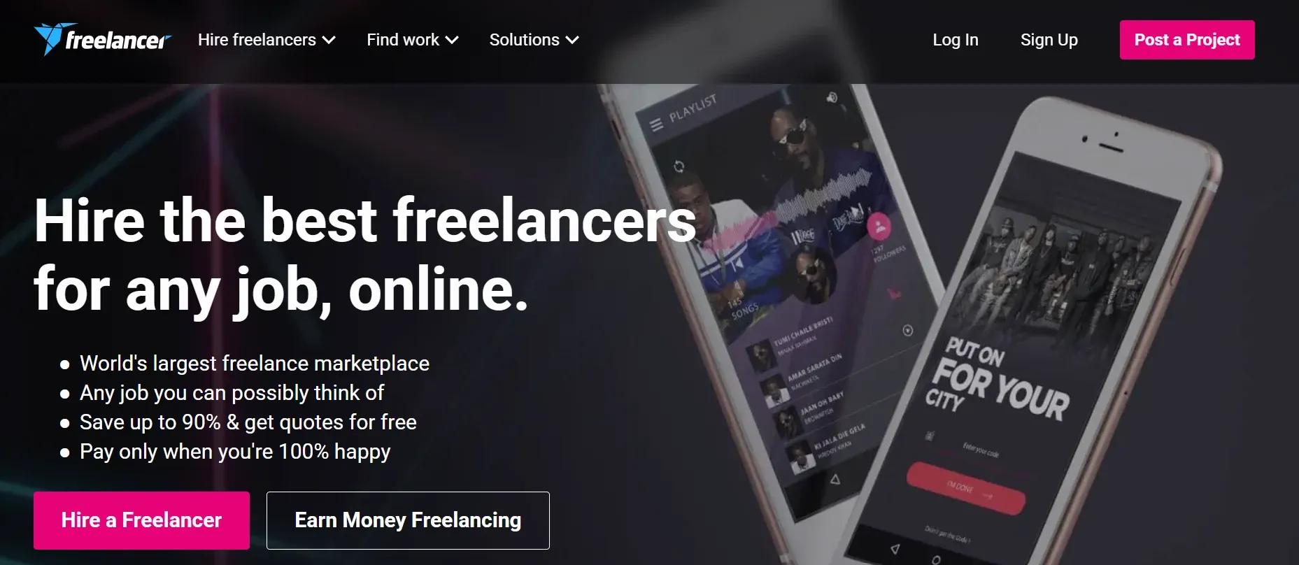 Freelancer.com platform screenshot
