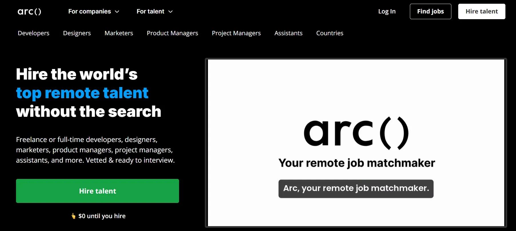 Arc.dev platform screenshot
